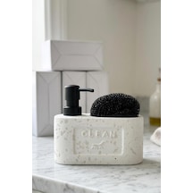 Stoneware Sıvı Sabunluk Süngelik Bölmeli Beyaz 48798