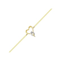 Altın Zincir Bileklik Kalp Tektaş Tasarım 14K Gold 17 Cm Sarı Altın