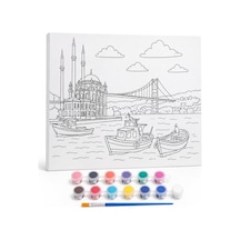 Sogud Boyama Tuval Seti - 40x50 Cm Büyük Boy Hazır Desenli Tuval - 12 Renk Boya Ve Fırça Dahil - Çocuklar Ve Yetişkinler İçin Hobi, Sanat Ve Kendin Yap Boyama Seti - Sürpriz Model