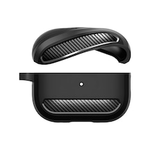 Airpods 3. Nesil 2021 İle Uyumlu Silikon Kılıf Fiber Karbon Görünüm Premium Airpods Kılıfı Siyah
