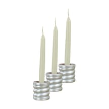 Eskitme Mumluk Şamdan 3 Adet Tealight Ve İnce Mum Uyumlu Spiral Model - Gümüş