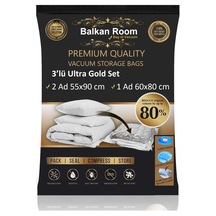 Balkan Room Vakum Hurcu 3 Lü Ultra Gold Set Vakumlu Hurç Şeffaf