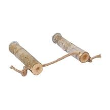 Doğal Ağaç Kuş Ve Papağan Tüneği Jüt Halatlı Ayarlanabilir Boy 17 Santim Doğal Ahşap Tünek 2'li Set Çap 3-5 Cm