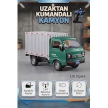 Uzaktan Kumandalı 1:16 Ölçek Duman Atan Yeşil Kapalı Kasa Kapıları Açılabilir Led Işıklı Kamyonet Çok Renkli
