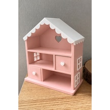 Bebek Evi, Çekmeceli Dekoratif Organizer Large Çocuk Odası Dekorasyonu Pudra Pembe