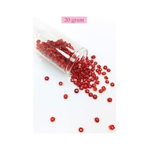 Dökme Cam Kum Boncuk Büyük Boy 6/0 4 Mm - 20 Gram - Şeffaf Kırmızı - Bnc079