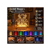 Şeffaf İlizyon Led Gece Lambası Sevimli Dinazor Görseli 16x18 Cm