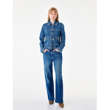 Koton Pamuklu Regular Fit Kısa Geniş Paça Denim Pantolon - Culotte Jeans Koyu İndigo 7wal40114md