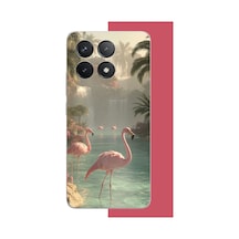 Poco F6 Pro Uyumlu Akarsudaki Flamingo Baskılı Silikon Kılıf Renkli