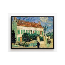 Van Gogh Geceleyin Beyaz Ev Çerçevesiz Poster 30x42 Cm A3 Tablo Duvar Dekoru Mat Fotoğraf Kağıdı