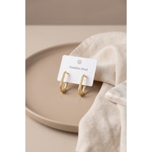 316l Çelik Gold Renk Zirkon Taşlı Kare Halka Küpe Tj-bkp12052 Altın - Çok Renkli