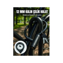 Anahtarlı Çelik Halat Kilit 12 Mm Güçlü Bisiklet Kilidi 80 Cm Pvc Kaplamalı Elektrikli Scooter Ve Mo