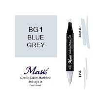 Çift Uçlu Marker Grafik Çizim Kalemi Bg1 Mavimsi Gri