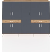 Arges Dolap 12 Raflı 2 Çekmeceli 8 Kapaklı 220x30x163 Çam-antrasit/çam Antrasıt/atlas Çam - Atlas Çam