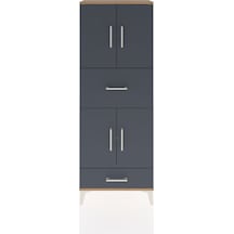 Arges Dolap 4 Raflı 2 Çekmeceli 4 Kapaklı 60x30x163 Çam-antrasit Atlas Çam