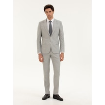 Cacharel Açık Gri Slim Fit Kareli Takım Elbise Cacharel Açık Gri Slim Fit Kareli Takım Elbise