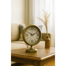 Premium Vintage 25 X 20 Cm Eskitme Metal Masa Saati Kırmızı - Kahverengi