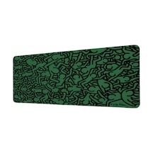 Yeşil Siyah Soyut İnsan Figürleri 40x90 Cm Oyuncu Mousepad Kaymaz Taban Büyük Boy Mousepad