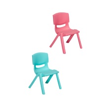 2 Adet Kreş Anaokulu Çocuk Sandalyesi Sert Plastik- Turkuaz/pembe