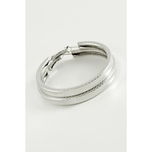 Ezme - 740 - Kare Halka Küpe 5,5 Cm - Nazblsmm - Gümüş Rengi