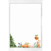 A5 Tavşan Bloknot Çizgisiz Defter - 50 Yaprak - Memopad - Notepad - Not Defteri - Not Kağıdı - 0825 Çok Renkli
