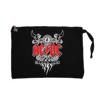 AC DC Black Ice Design Siyah Clutch Astarlı Cüzdan / El Çantası Siyah