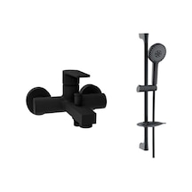 Creavit Sharp Banyo Bataryası Armatürü Siyah Ve Siyah Sürgülü Duş Siyah