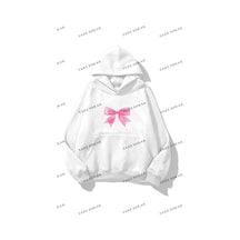 Tarzsokak Y2k Unisex Pink Ribbon Sweatshirt Kod 1537 Beyaz