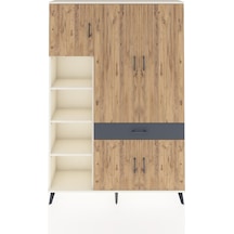 Arges Dolap 8 Raflı Tek Çekmeceli 5 Kapaklı 132x30x195 Aytaşı-çam/antrasit Atlas Çam/antrasıt