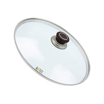 Tencere Sahan Tava Cam Kapağı Kapak 34 Cm Vişne Çürüğü Tutma Tepesi