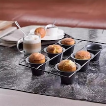 Ulzyvf Yapışmaz Tavası Siyah Tatlı Popover Pişirme Muffin Kabı 6'lı Siyah