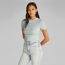 Calvin Klein Fitted Kadın Mavi T-shirtdüzj20j225239