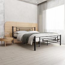 Manolya Çift Kişilik Metal Karyola A Kalite, Ses Çıkarmaz ,ölçülü Model Karyola Siyah