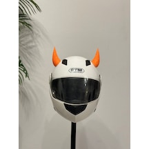 Motor & Motosiklet Turuncu Simli Şeytan Boynuzu Kask Dış Aksesuar Diğer