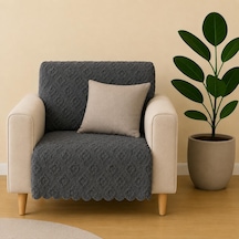 Sycamore Home Tekli Koltuk Örtüsü 110x175 Cm 3 Lü Koltuk Oturma Yeri Örtüsü Şönil Jakarlı Kaymaz Yıkanabilir Koltuk Örtüsü Antrasit