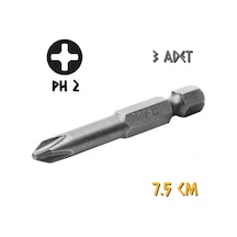 Kupa Tyson Vidalama Ucu Bits Uç - Ph2 Yıldız - 7.5 Cm. - 3 Adet