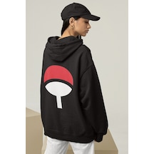 Anime Uchiha Logo Ön - Arka Baskılı Kapşonlu Sweatshirt