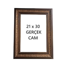 A4 Belge Diploma Sertifika Çerçevesi 21x30 Gerçek Cam Dekoratif Kahve Rengi Gold Çerçeve Kahverengi Gold