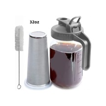 Yunboo Cam Mason Kavanozu 32oz - Eldivenli Kapağı, Ağızlı, Ölçümlü, Dış Mekan İçin Soğuk Su, Meyve Suyu Ve Kahve Kullanıma Uygun Gri Gri