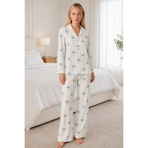 Norcia Sports Kadın Desenli Relaxed Beyaz Pijama Takımı 4661 Çok Renkli - 929322996 Çok Renkli - 929322996 Çok Renkli