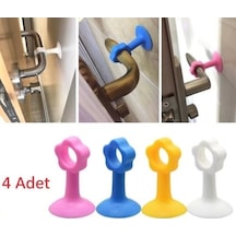 Renkli Vantuzlu Geçmeli Kapı Kolu Stoper 4lü Set