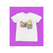 Magors Stıl-x Sweet Summer Baskılı Bisiklet Yaka %100 Pamuklu Kız Çocuk Tshırt Beyaz, Kırmızı, Sarı Beyaz