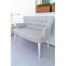 Azra Mobilya Ikili Balkon Koltugu - Kanepe - Keten Kumaş - Bekleme Koltugu-çay Seti Koltugu - Krem Bej