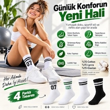 Çorap Giyim Unisex Çorap Çizgili 8'li Set 07 Good Vibes Baskılı Siyah Beyaz Uzun Soket Spor Kolej Stil Çorap Çok Renkli