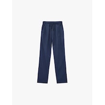 Koton Keten Ve Viskon Karışımlı Beli Bağcıklı Basic Pantolon Lacivert 6skb40131tw