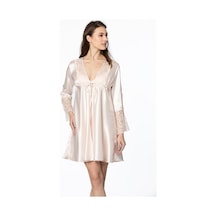 Pierre Cardin Saten Gecelik Sabahlık Pijama Takım Şort Takım 6'lı Gelin Çeyiz Seti - 6625 001