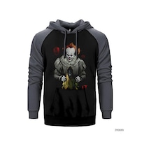 It Child And Clown Gri Renk Reglan Kol Sweatshirt / Hoodie