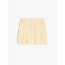 Koton Basic Panço Dokulu Düğme Kapamalı Örgü Detaylı Ekru 5wkg90032at Ekru