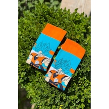 Lousocks Unisex Dragon Ball Goku Desenli Turkuaz Anime Soket Çorap