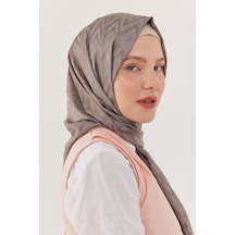 Mirsoy Scarf Zikzak Desen Parlak Jakar Şal - Gri Gri